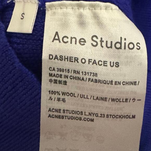 Acne Studios High Crewneck Wool Ribbed Long Sleeve In Royal Blue Size Small - Picture 8 of 10